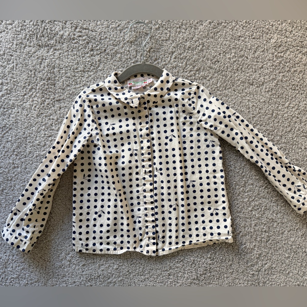 Bonpoint Kids Long Sleeve Shirt - White and Navy